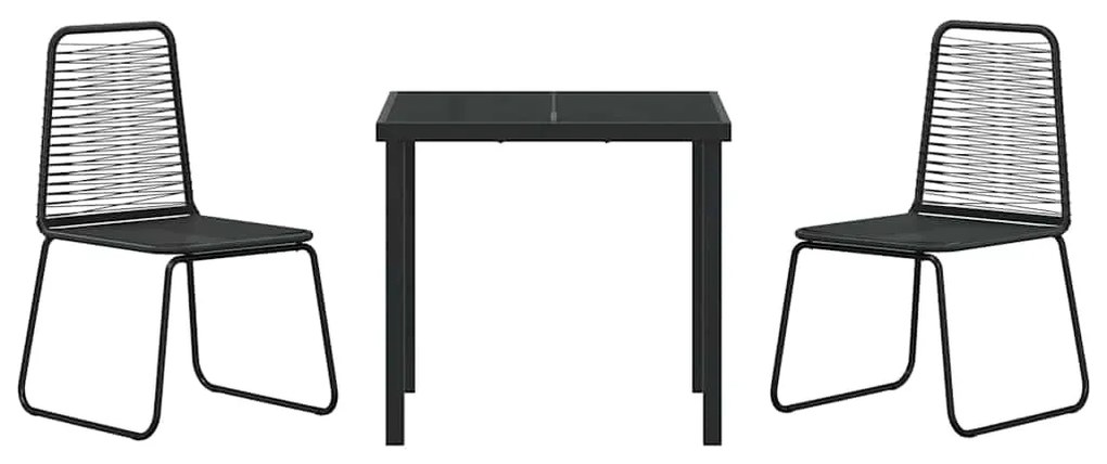 vidaXL Σέτ φαγητού για κήπο 3 pcs Μαύρο Χάλυβας με επίστρωση πούδρας