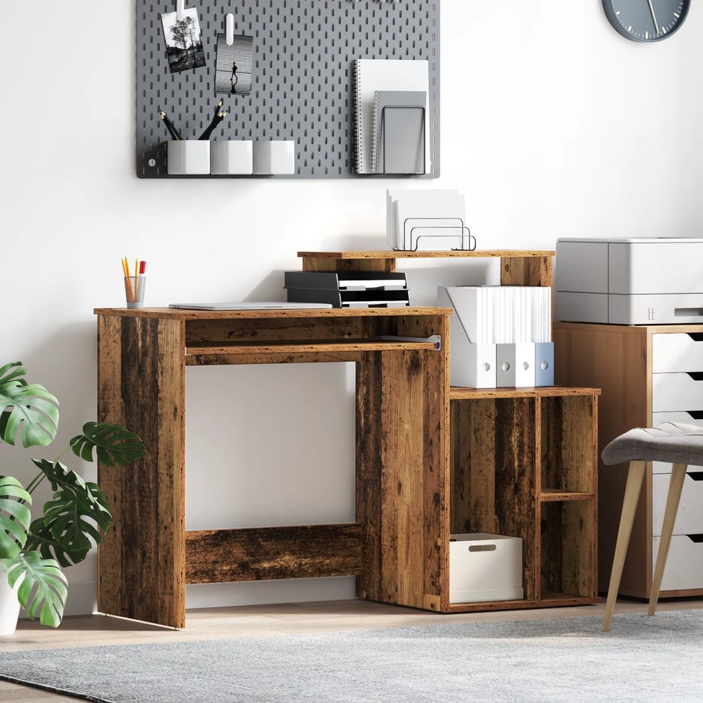 vidaXL Γραφείο με Αποθήκευση Παλιό Ξύλο 120.5x44x88.5 cm Επεξεργασμένο Ξύλο