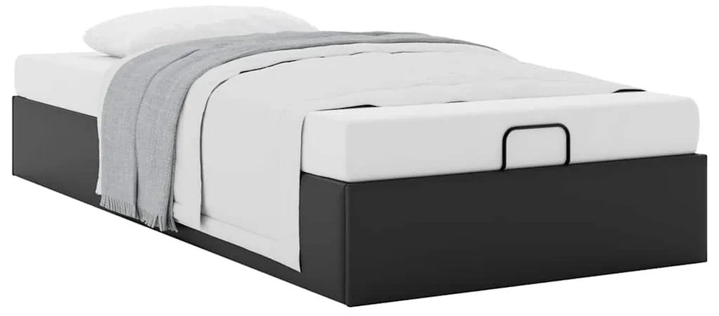 vidaXL Οθωμανικό πλαίσιο κρεβατιού χωρίς στρώμα Μαύρο Συνθετικό δέρμα