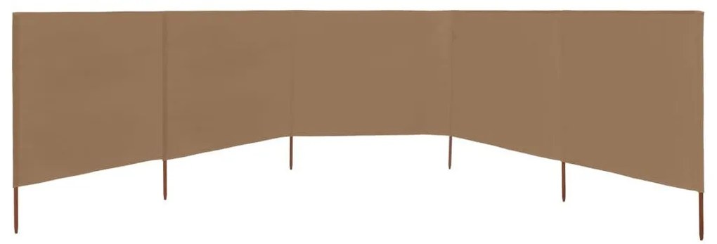 Προστατευτικό Αέρα με 5 Πάνελ Taupe 600 x 160 εκ. Υφασμάτινο - Μπεζ-Γκρι