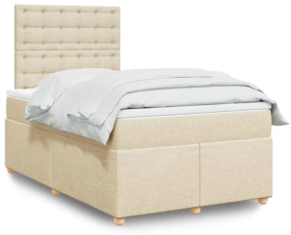 ΚΡΕΒΑΤΙ BOXSPRING ΜΕ ΣΤΡΩΜΑ ΚΡΕΜ 120X190 ΕΚ. ΥΦΑΣΜΑΤΙΝΟ 3293538