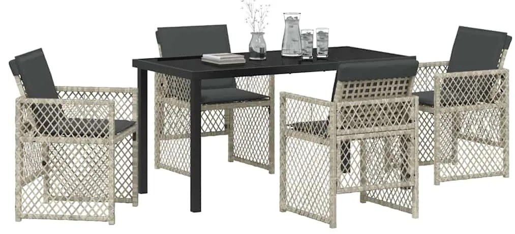 vidaXL Σέτ φαγητού για κήπο 5 pcs Ανοιχτό γκρι συνθετικό ρατάν