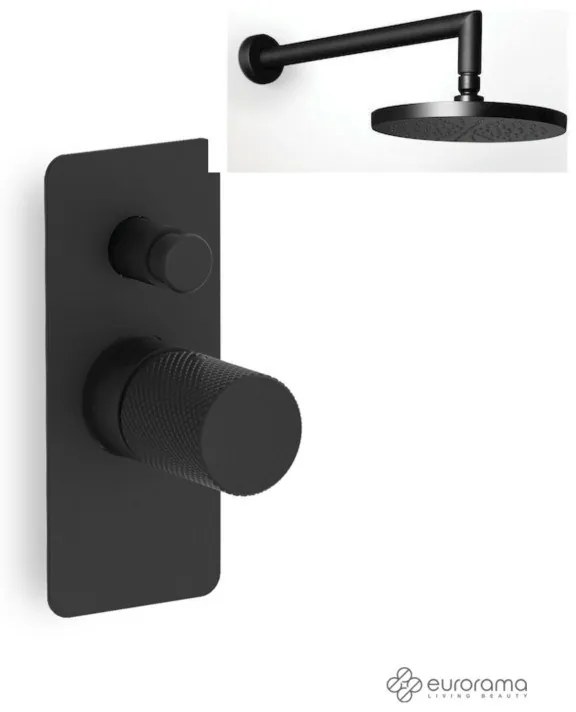 Eurorama Black Matt Ανακλινόμενη Κεφαλή Ø30εκ +Μίκτης εντοιχισμού 2 εξόδων