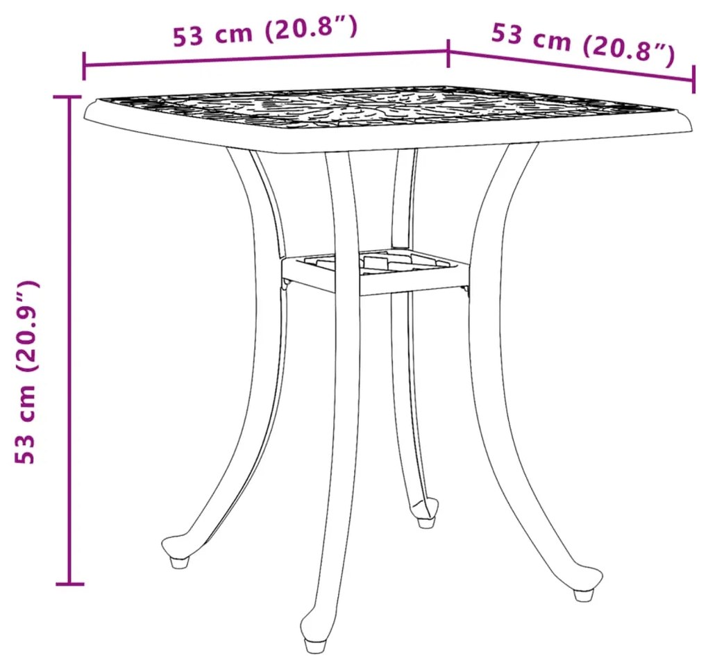 Τραπέζι Κήπου Μπρονζέ 53 x 53 x 53 εκ. από Χυτό Αλουμίνιο - Καφέ