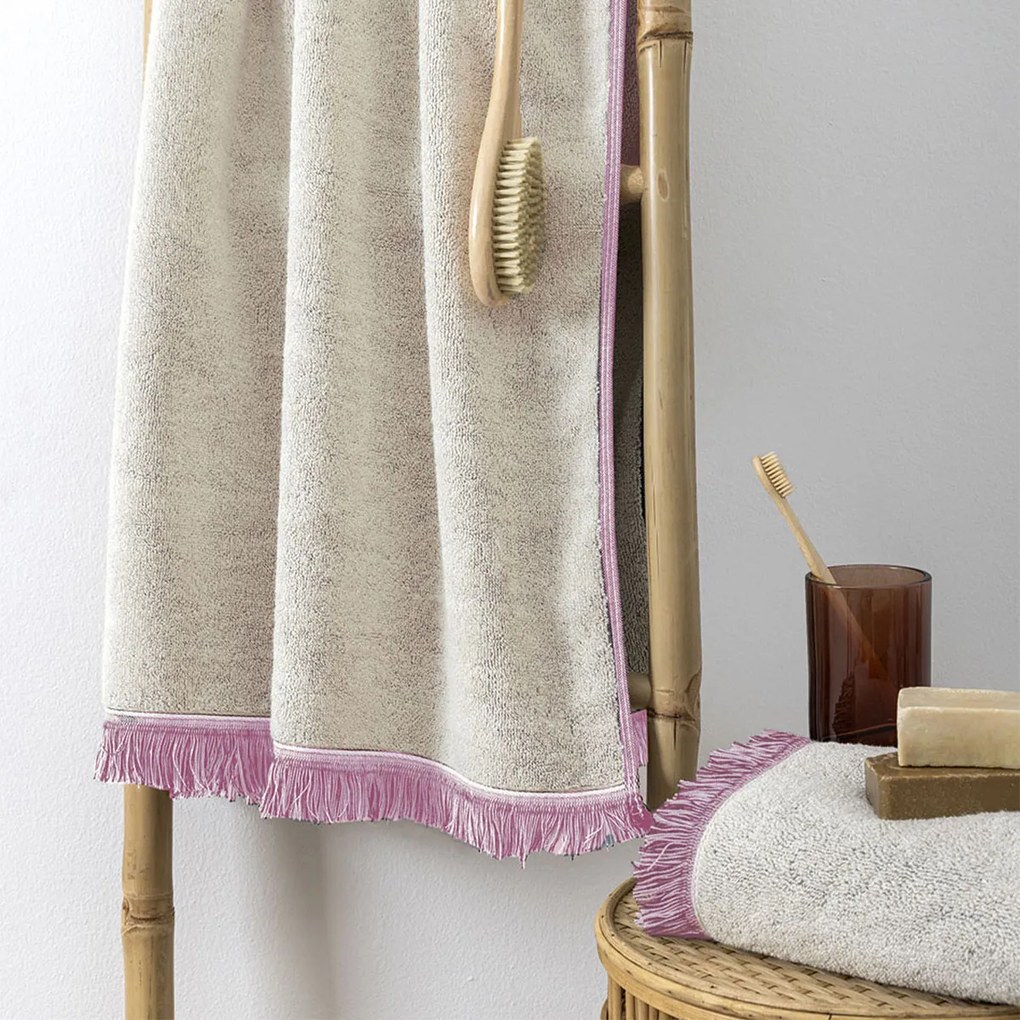 Πετσέτα Σώματος (70x140) Palamaiki Towels Iggy 600gsm Εκρού,Ροζ