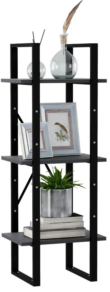 vidaXL Βιβλιοθήκη με 3 Ράφια Γκρι 40x30x105 εκ. από Μασίφ Ξύλο Πεύκου