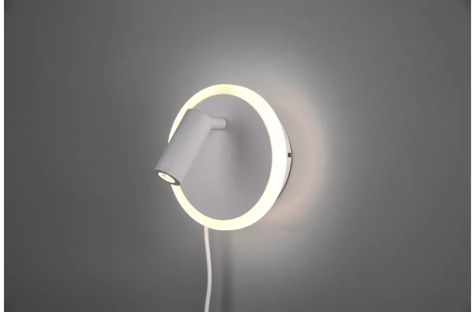 Φωτιστικό Τοίχου Υπνοδωματίου 1xLED 5W 1xLED 2W Διακόπτης Jordan Trio Lighting-229210231-Λευκό 229210231