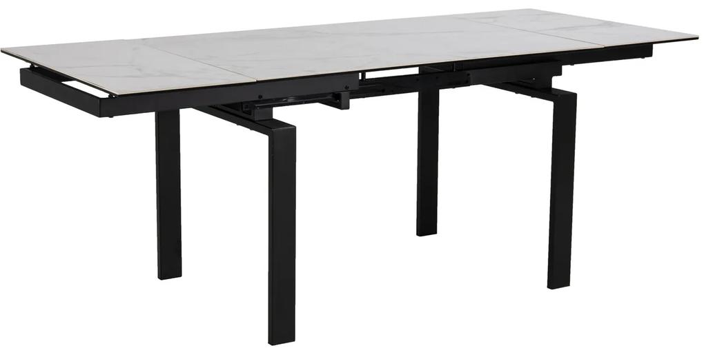 Τραπέζι Oakland 390, Λευκό μάρμαρο, Μαύρο, 76x85x120cm, 84 kg, Επιμήκυνση, Επεξεργασμένο γυαλί, Κεραμικός, Μέταλλο | Epipla1.gr