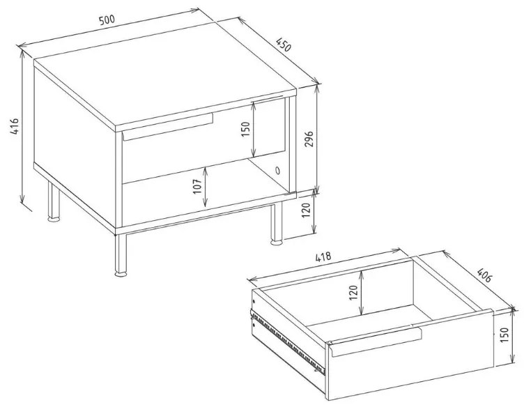 Κομοδίνο Suzy Megapap χρώμα sepet oak 50x45x41,6εκ.