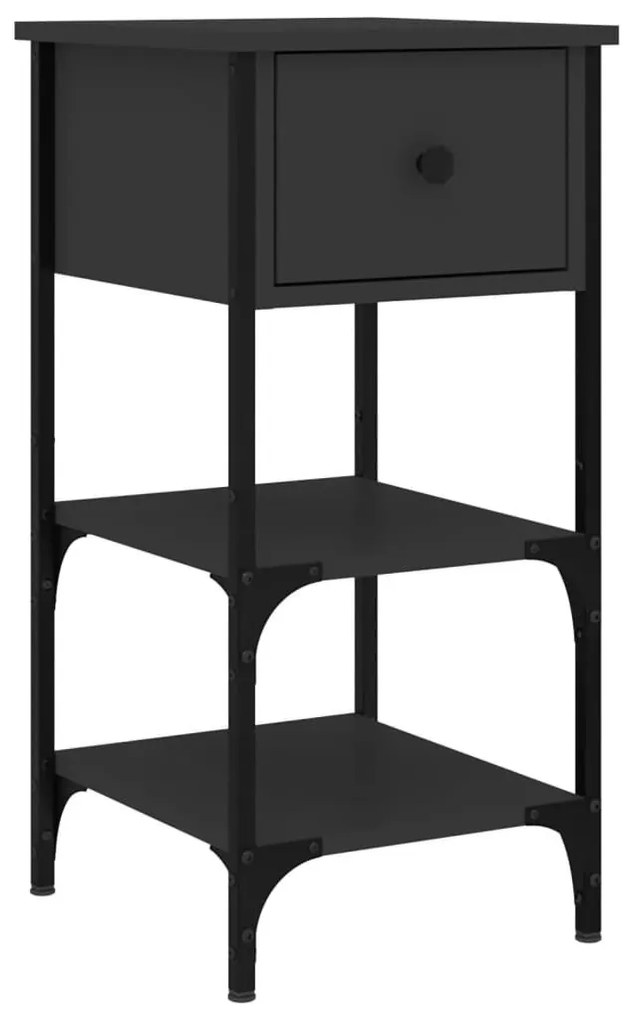 Κομοδίνα 2 τεμ. Μαύρα 34 x 36 x 70 εκ. από Επεξεργασμένο Ξύλο - Μαύρο