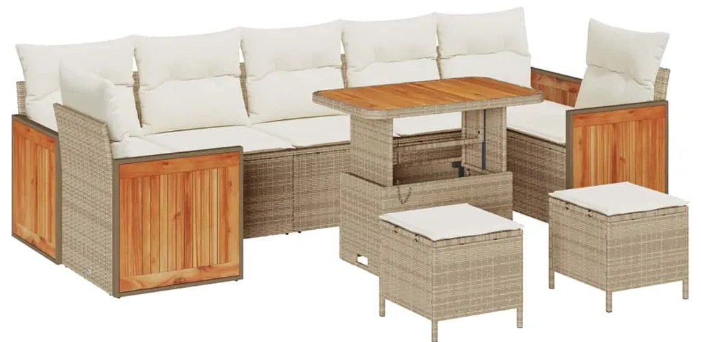 vidaXL Σετ Καναπέ Κήπου 10 pcs μπεζ και κρεμ 90 x 55 x 71 cm
