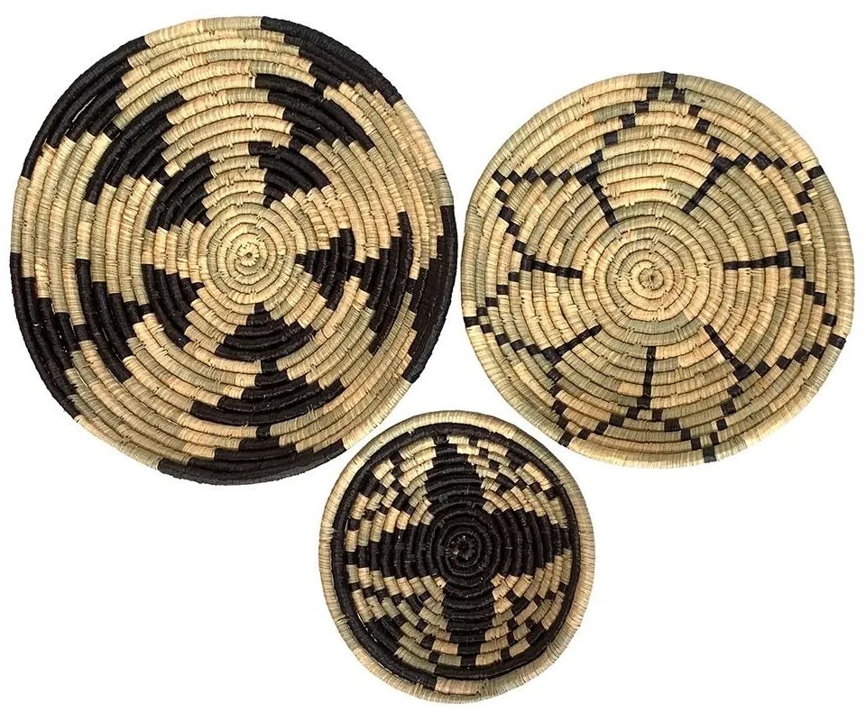 Διακοσμητικό Τοίχου Jabbar (Σετ 3Τμχ) 028742 56x56x9cm Natural-Black Seagrass