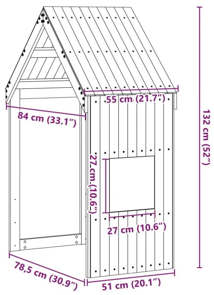 Οροφή Κρεβατιού Παιδική 55x84x132 εκ. από Μασίφ Ξύλο Πεύκου - Καφέ