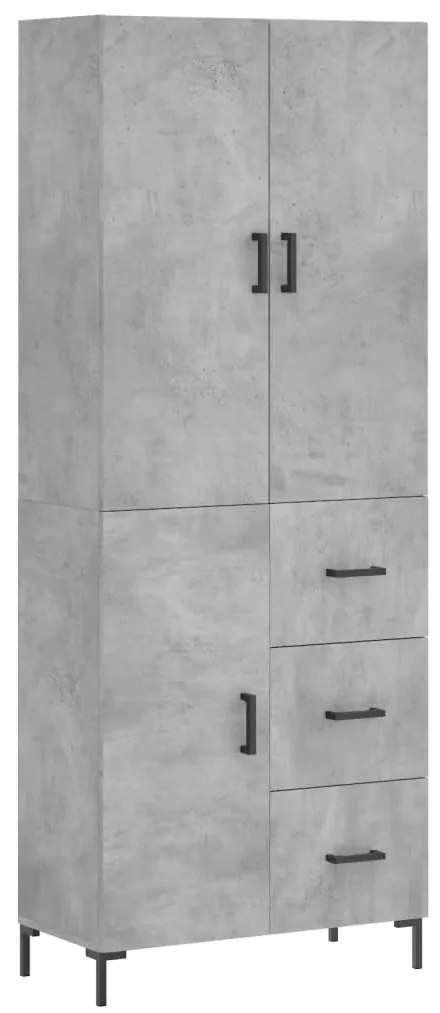 vidaXL Ντουλάπι Γκρι Σκυροδέματος 69,5x34x180 εκ. Επεξεργασμένο Ξύλο