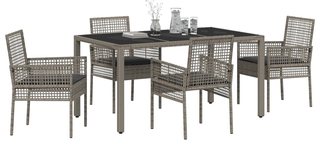 vidaXL Σέτ φαγητού για κήπο 5 pcs Γκρι 150 x 90 x 75 cm