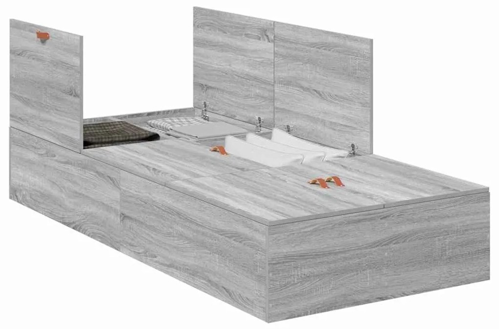 vidaXL Κρεβάτι Αποθήκευσης Γκρι Σονομά 90x190 cm