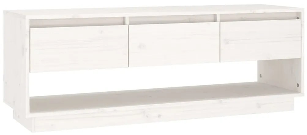 vidaXL Έπιπλο Τηλεόρασης Λευκό 110,5x34x40 εκ. από Μασίφ Ξύλο Πεύκου