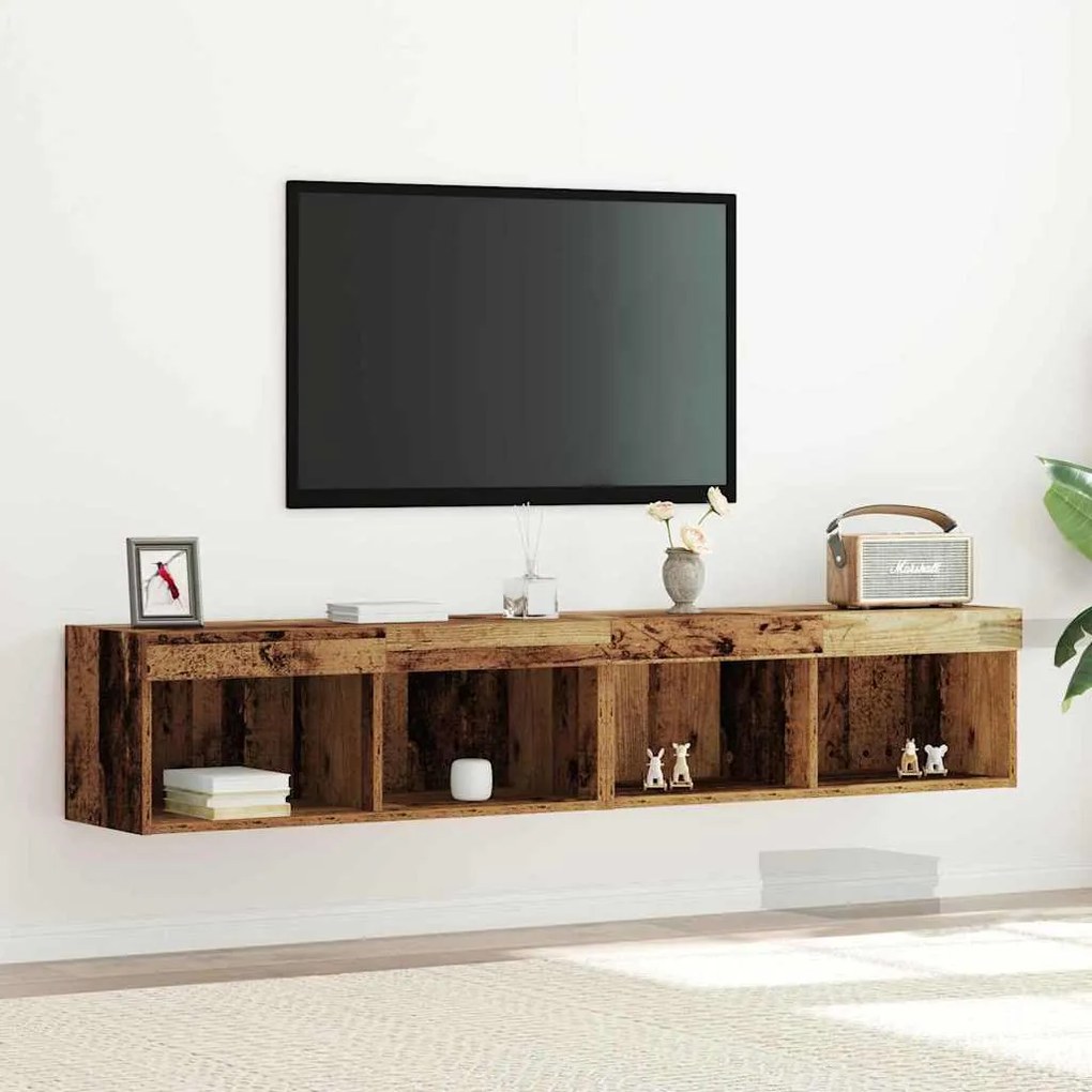 vidaXL Ντουλάπι TV Επιτοίχιο 2 pcs Παλαιό ξύλο 80 x 30 x 30 εκ