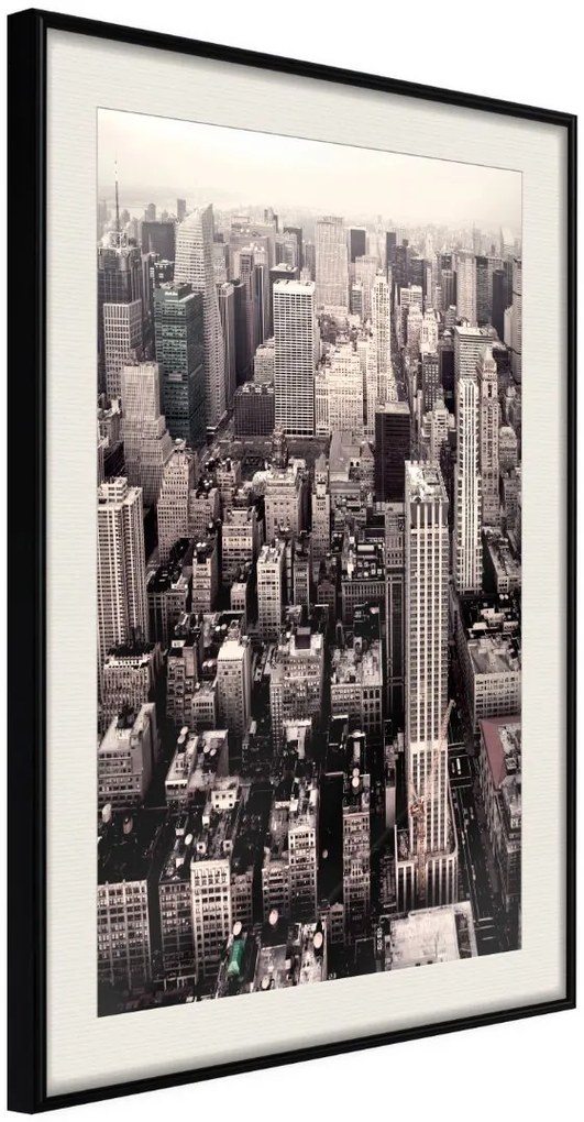 Αφίσα - New York from a Bird's Eye View - 20x30 - Μαύρο - Με πασπαρτού