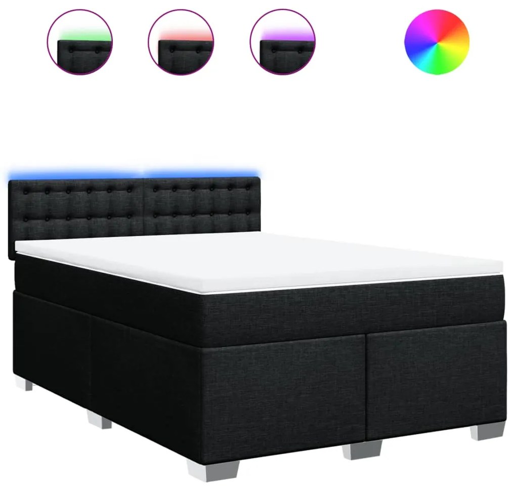 vidaXL Κρεβάτι Boxspring με Στρώμα Μαύρο 160x200 εκ. Υφασμάτινο