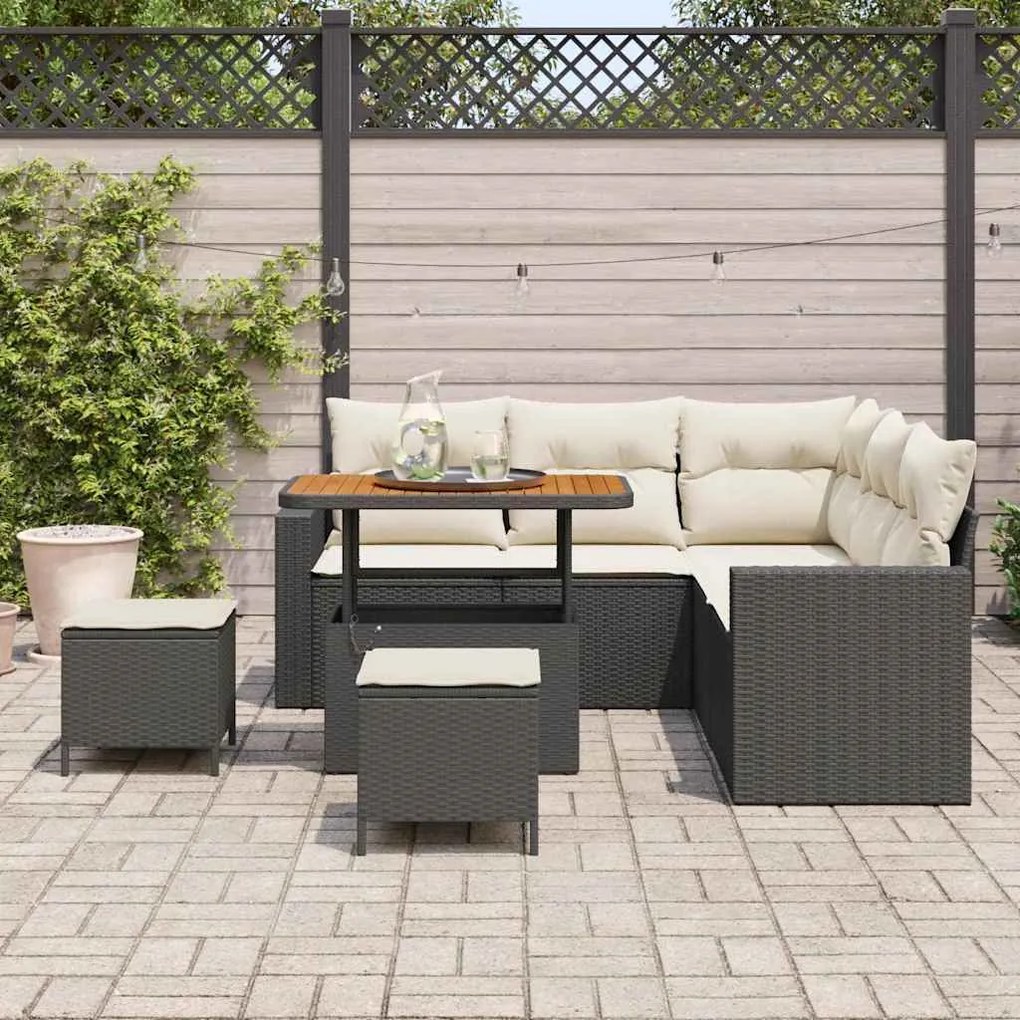 vidaXL Σετ Καναπέ Κήπου 8 pcs Μαύρο συνθετικό ρατάν