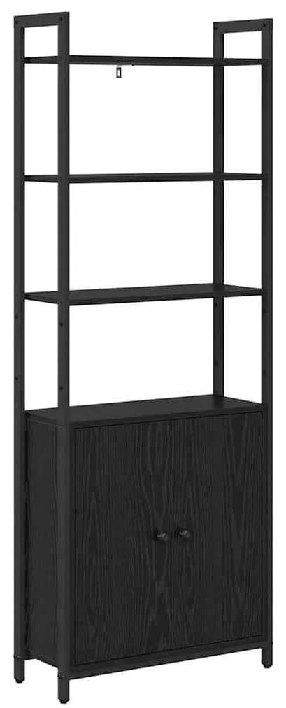 vidaXL Βιβλιοθήκη Μαύρη Οξυά 60 x 24 x 161 εκ Επεξεργασμένο ξύλο