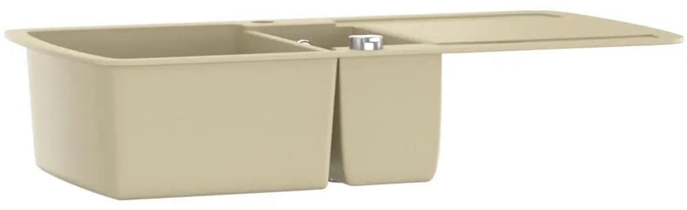 vidaXL Νεροχύτης με Διπλή Γούρνα Μπεζ Γρανιτένιος