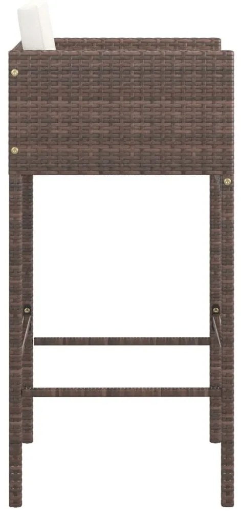 vidaXL Σκαμπό Μπαρ 4 τεμ. Καφέ από Συνθετικό Ρατάν με Μαξιλάρια