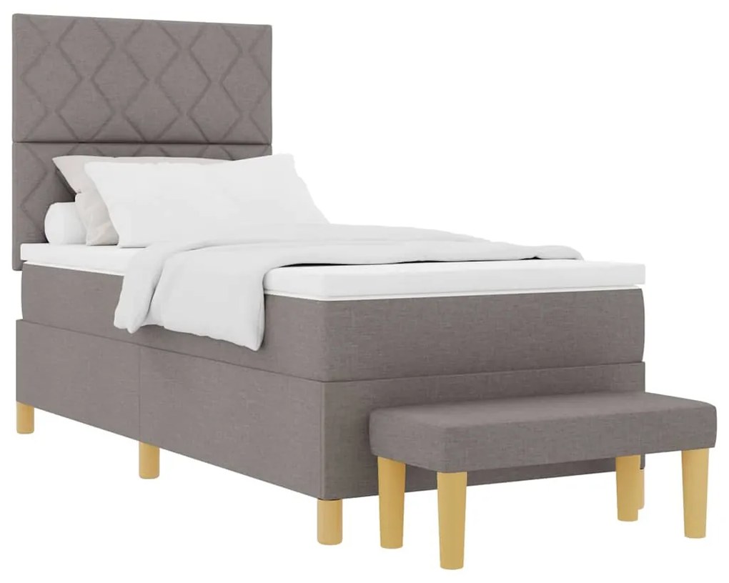 vidaXL Κρεβάτι με ελατήρια με στρώμα Taupe 100 x 200 cm ύφασμα