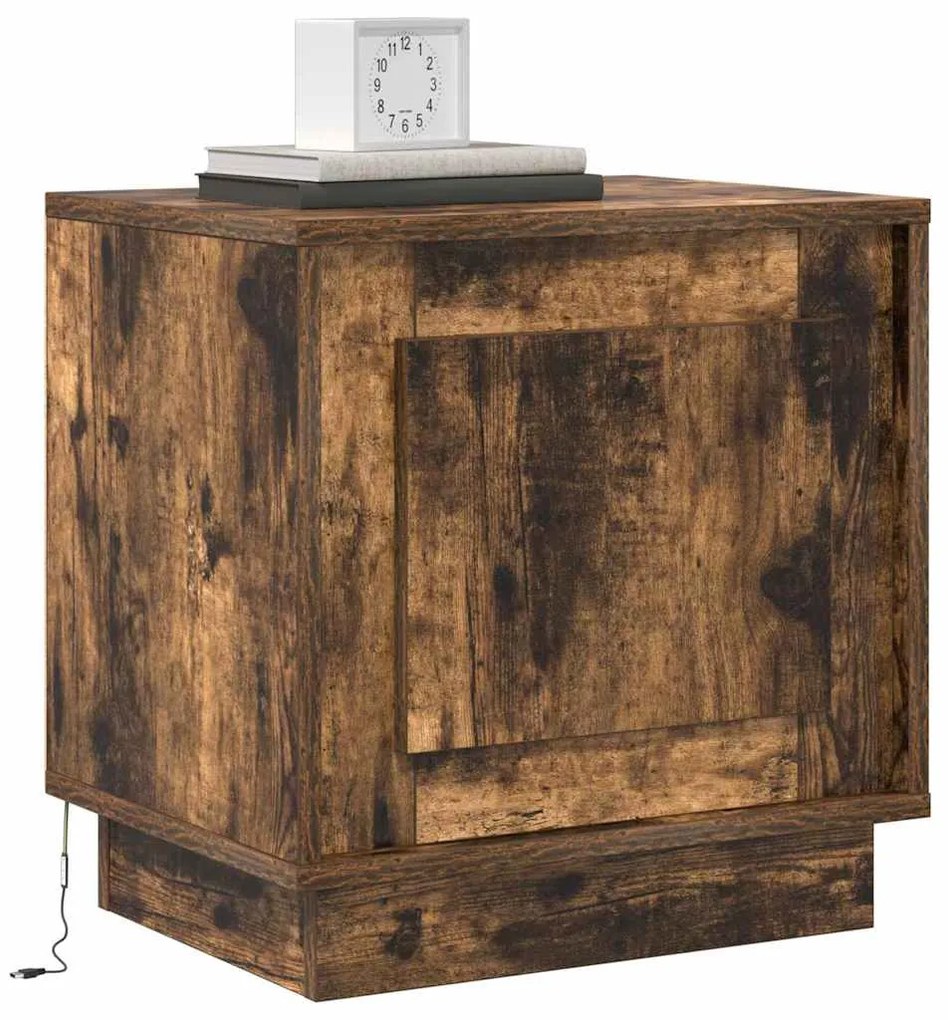 vidaXL Κομοδίνο με Καπνιστό Δρύς 44 x 34.5 x 45 εκ Επεξεργασμένο ξύλο