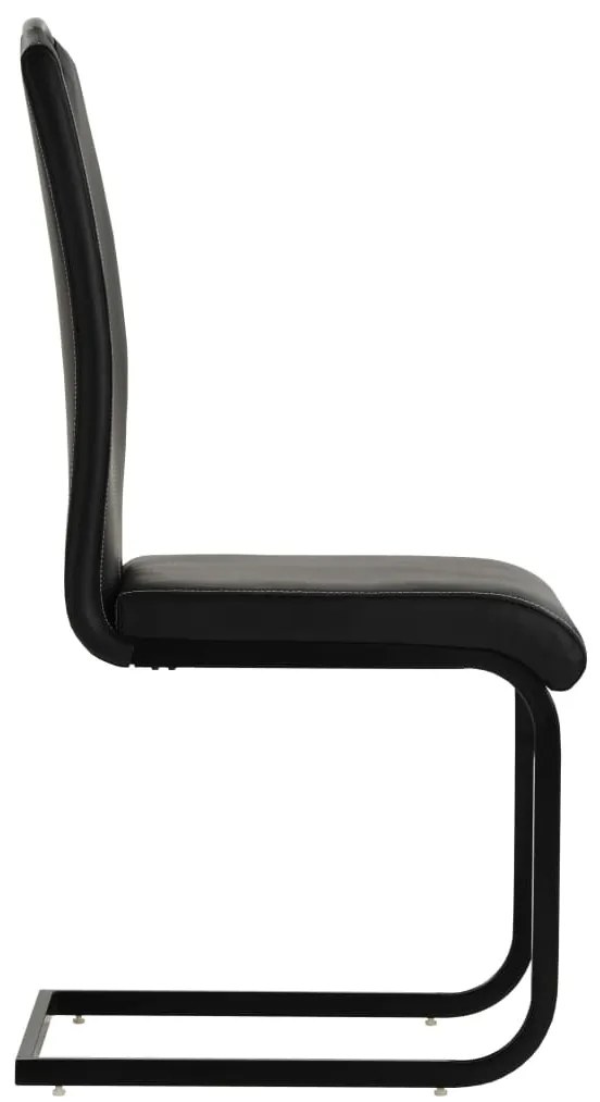 vidaXL Καρέκλες Τραπεζαρίας «Πρόβολος» 4 τεμ. Μαύρες Συνθετικό Δέρμα