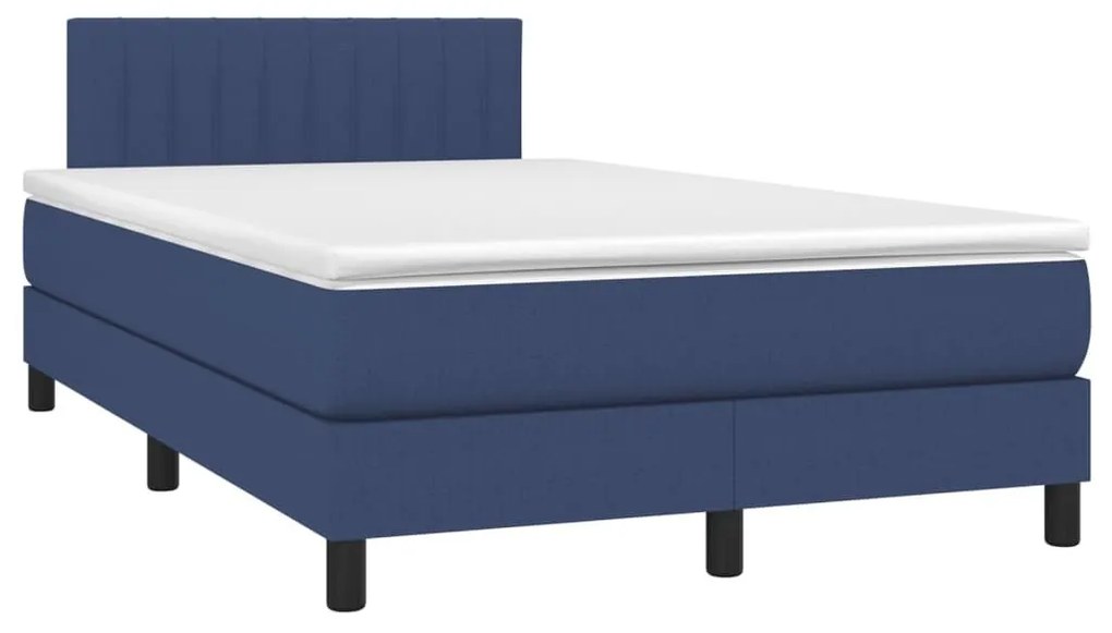 Κρεβάτι Boxspring με Στρώμα Μπλε 120x190 εκ. Υφασμάτινο - Μπλε