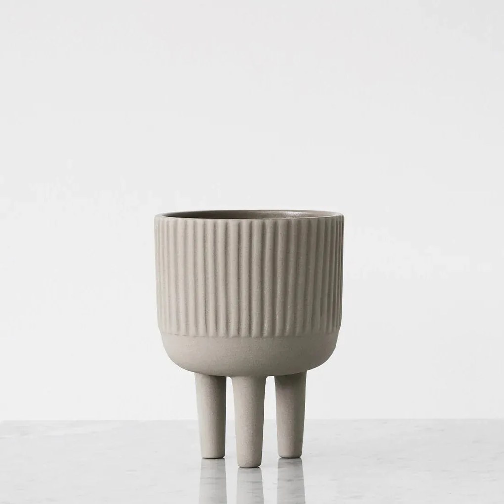 Διακοσμητικό Mπολ/Κασπώ, Small, Ø12XH16CM, Γκρεζ, Τερακότα, KRISTINA DAM studio