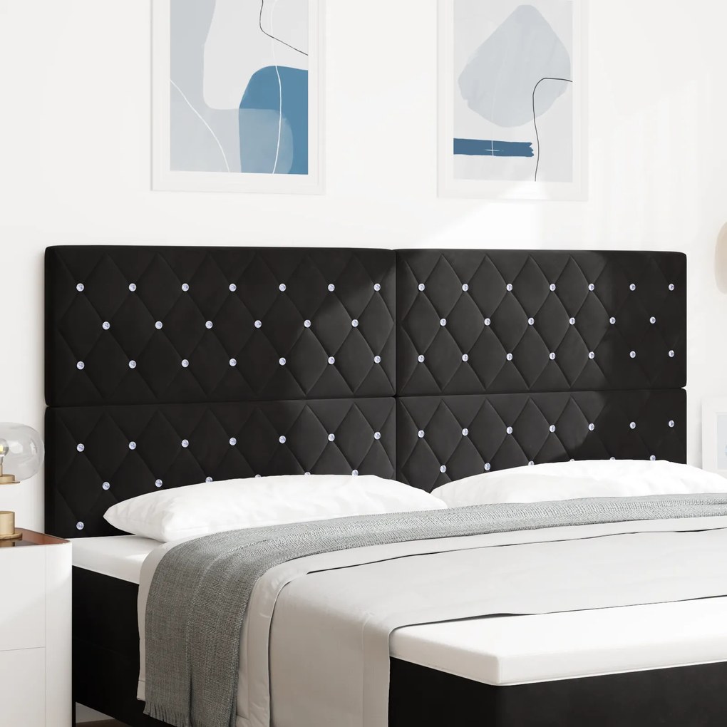 vidaXL LED Κεφαλή Μαύρη 100 εκ Βελούδινη