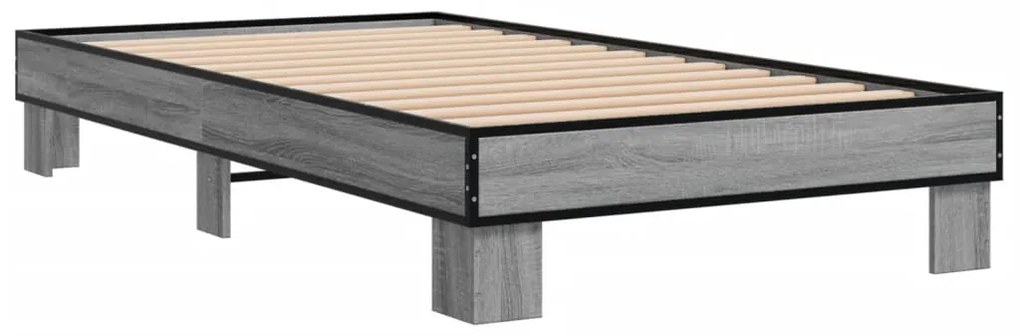 vidaXL Πλαίσιο Κρεβατιού Γκρι Sonoma 100x200 εκ. Επεξ. Ξύλο & Μέταλλο