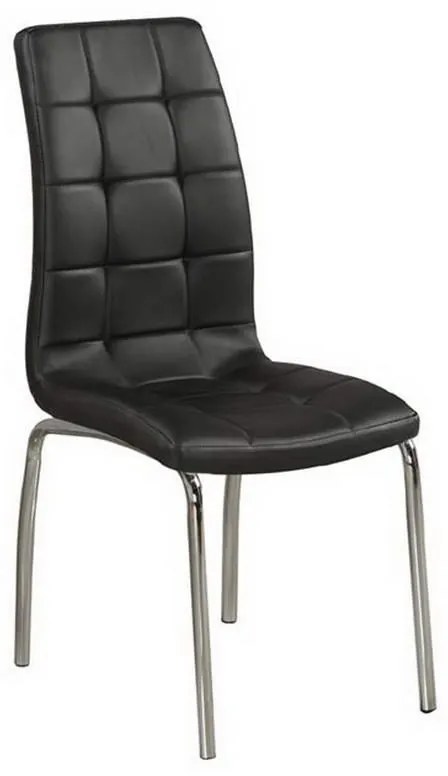 Καρέκλα Melva ΕΜ942,1 42x56x96cm Chrome-Black Σετ 4τμχ Metal, Technoderma