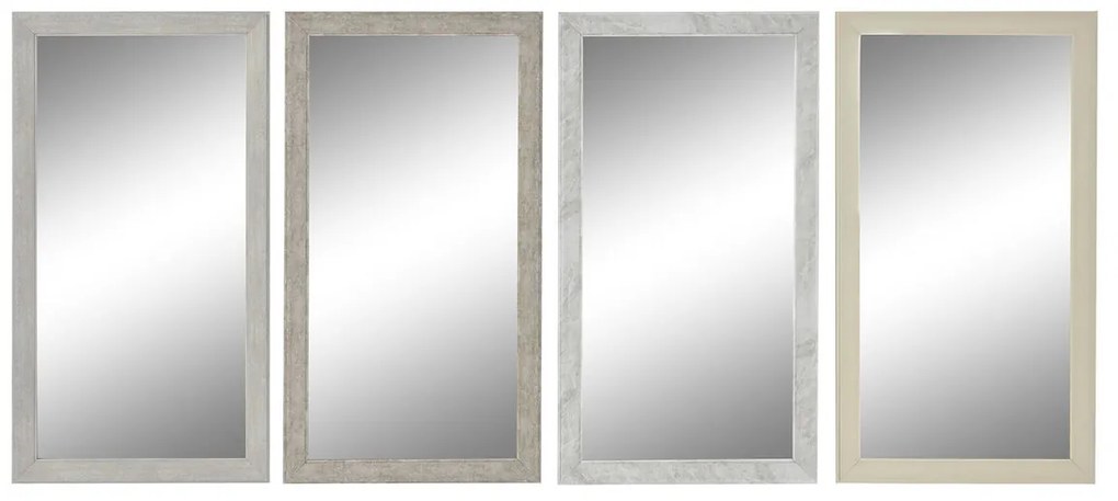 Τοίχο καθρέφτη DKD Home Decor Λευκό Μπεζ Σκούρο γκρίζο 36 x 2 x 66 cm (4 Μονάδες)