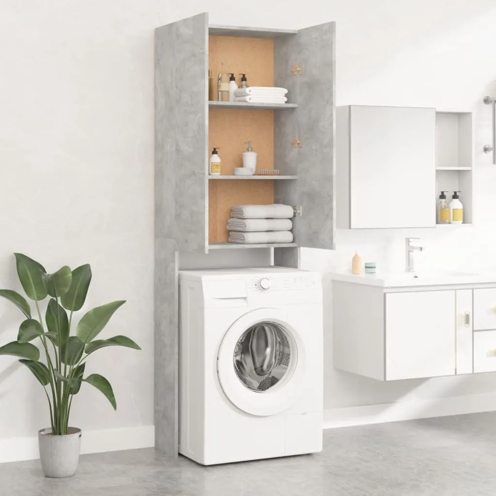 vidaXL Ντουλάπι Πλυντηρίου Γκρι Σκυροδέματος 64 x 25,5 x 190 εκ.