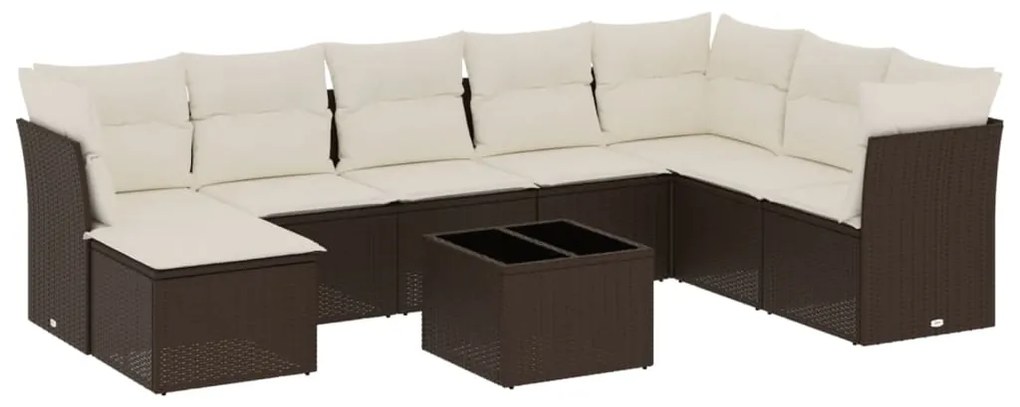 Σαλόνι Κήπου Σετ 9 τεμ. Καφέ από Συνθ. Ρατάν με Μαξιλάρια 3218063