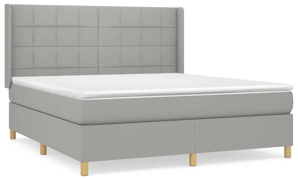 Κρεβάτι Boxspring με Στρώμα Ανοιχτό Γκρι 180x200 εκ. Υφασμάτινο 3132009