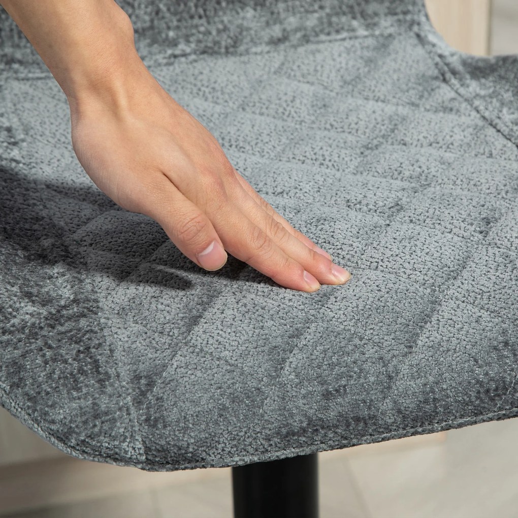 HOMCOM Σκαμπό μπαρ σετ 2 τεμαχίων, ρυθμιζόμενο ύψος κουζίνας με πλάτη, ανύψωση αερίου, υποπόδιο, περιστρεφόμενο, γκρι