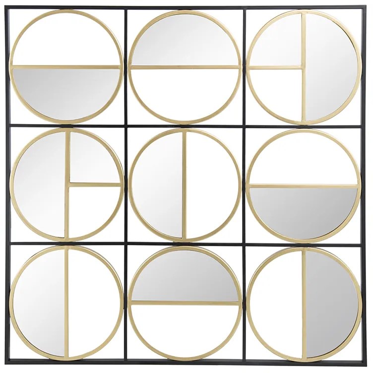 Artekko Irregular Χρυσός Μεταλλικός Καθρέπτης Τοίχου με Μαύρες Λεπτομέρειες (90.5x90.5x2)cm Artekko 83732-DS