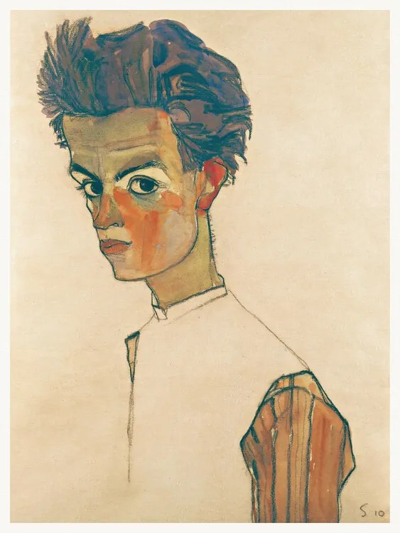 Αναπαραγωγή Man in Striped Shirt, Egon Schiele