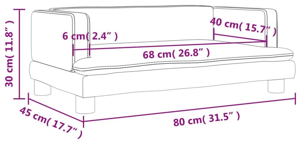 Καναπές Παιδικός Μαύρο 80 x 45 x 30 εκ. από Βελούδο - Μαύρο