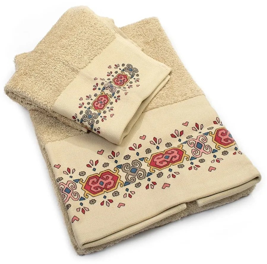 Πετσέτες Zucchi Με Στάμπα (Σετ 2τμχ) Beige DimCol Σετ Πετσέτες 60x110cm 100% Cotton