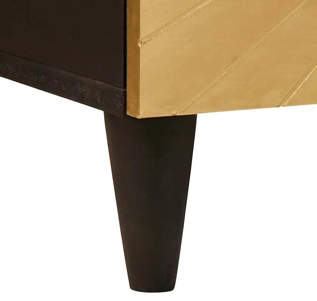 vidaXL Κομοδίνο Μαύρο και Χρυσό 50 x 33 x 60 εκ Μασίφ ξύλο μάνγκο