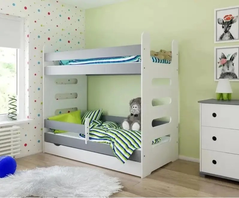 Κουκέτα Mati με  Συρτάρι Αποθήκευσης  White + Grey  80x180cm  BC50014 BabyCute (Δώρο τα Στρώματα)