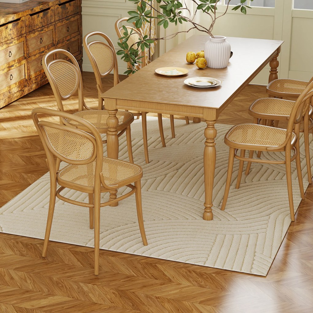 HOMCOM Χειροποίητο Χαλί, Ύψος 15 mm, Ευέλικτο, Αντιολισθητικό, Κρεμ Λευκό