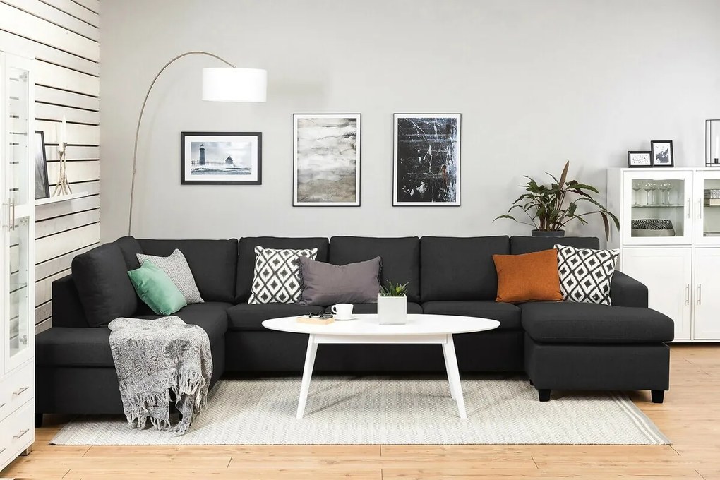 Γωνιακός Καναπές Scandinavian Choice C161, Μαύρο, 344x199x80cm