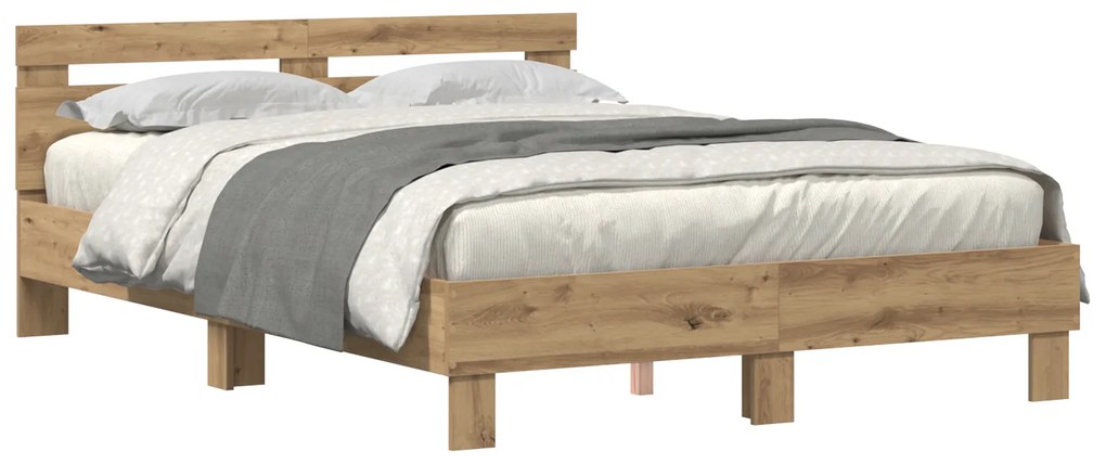 vidaXL Σκελετός Κρεβατιού artisan δρυς 140 x 190 cm Επεξεργασμένο ξύλο